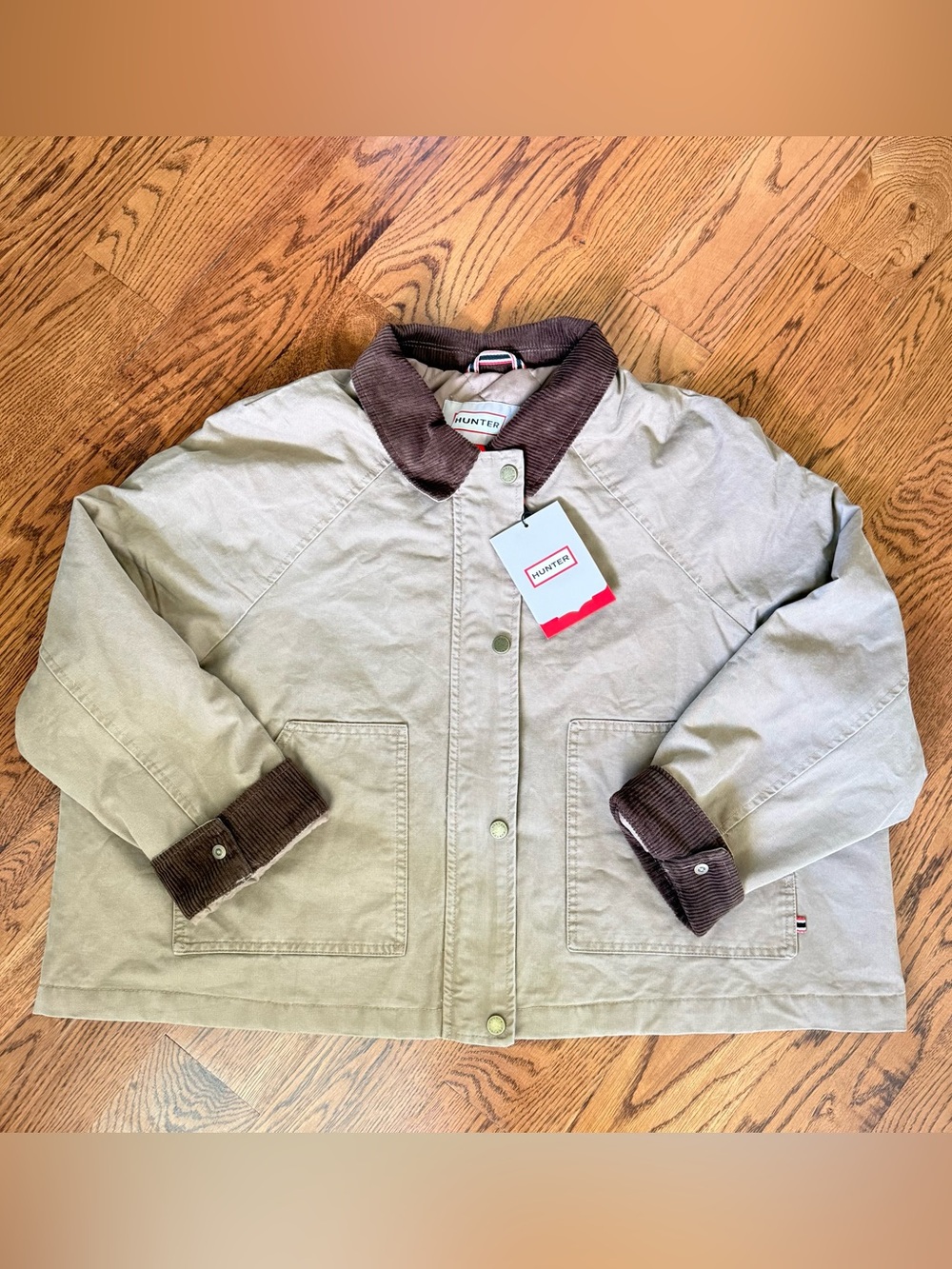 Hunter Khaki Utility Jacket | Brown Corduroy Collar | NWT